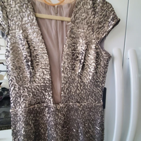 Elegant Sequin Evening Gown by Dress The Population (Platinum/Grayish) - Picture 3 of 4